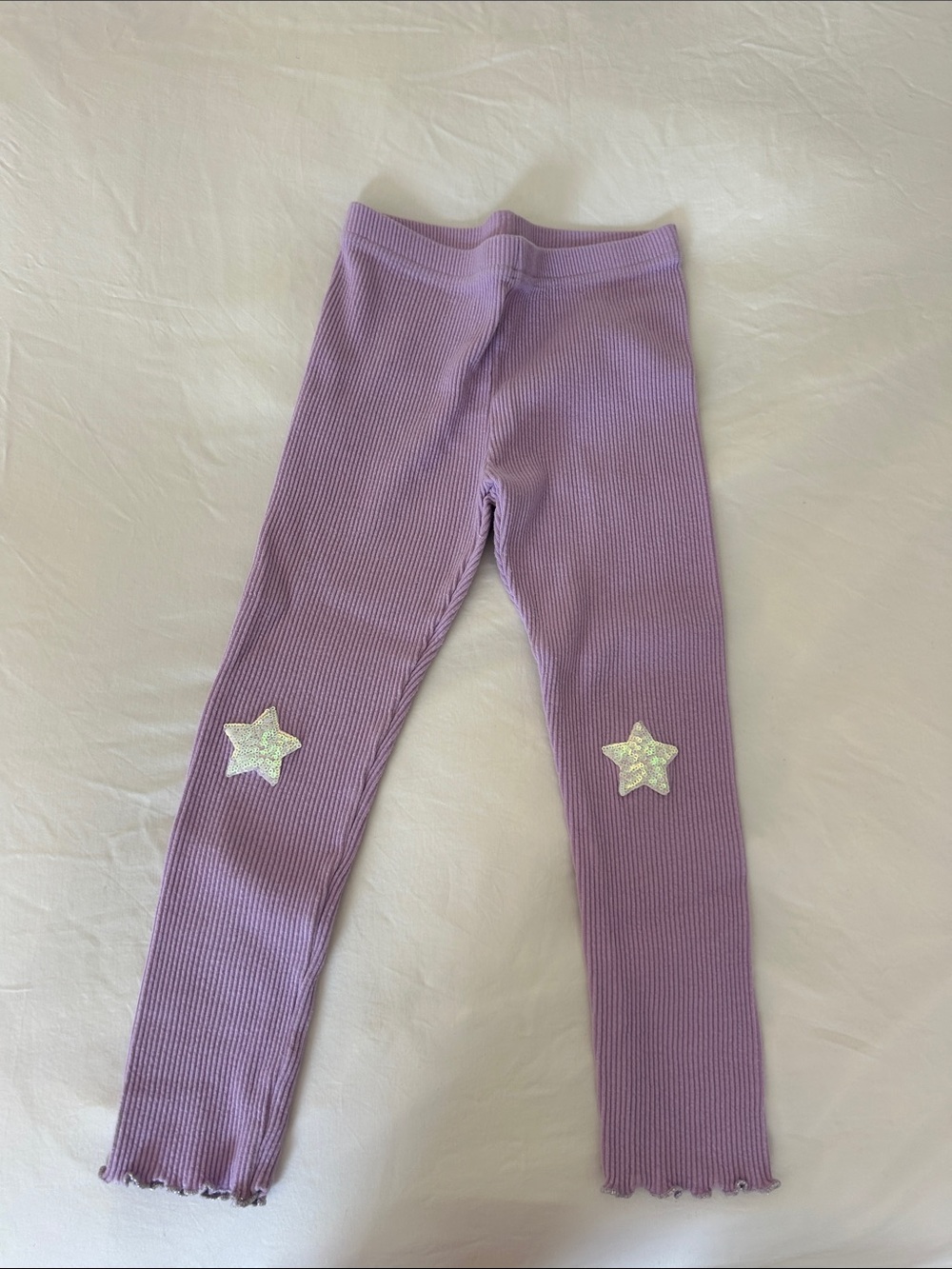 Petite Hailey Lavender Star Ribbed Kids Leggings